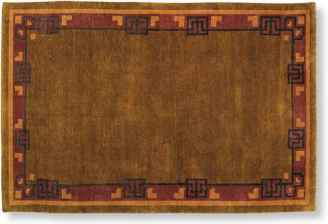Bungalow Border Rug - Brown, hand knotted wool